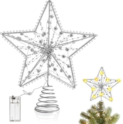 Estrella Arbol Navidad, 25 cm Estrella de Árbol de Navidad 10 Luces LED, Estrella Arbol de Navidad con Luz, Estrella para Arbol de Navidad, Topper de árbol de Navidad para Decoracion Arbol Navidad