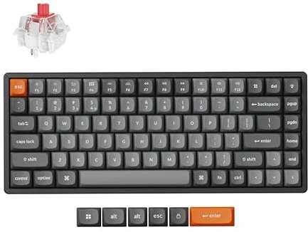 Keychron K2 MAX Tastiera meccanica wireless, 2,4 GHz/Bluetooth/USB-C, RGB, Hot-swap, QMK/VIA, Telaio in Alluminio, Macro programmabili, PBT Keycaps, Per Mac Windows, Super Red Switch