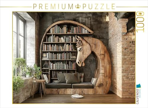 Puzzle · EIN Motiv aus dem Kalender Wohnträume aus Holz | Ein Bücherregal, das nicht nur Wissen bewahrt, sondern auch die… · 1000 Teile · Lege-Größe 64 × 48 cm · CALVENDO Puzzle