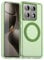 ILING Cover per Xiaomi 14T Pro 5G, Compatibile con la Ricarica Magnetica, Ultra Sottile Traslucida Matte Rigido PC + Flessibile Silicone TPU Bumper Antiurto Custodia (Verde)