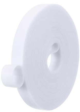 PATIKIL 0.6IN x 33FT Hook and Loop Tape, Double-Sided Nylon Strips Reusable Cable Ties Roll Multi-Purpose Cord Management Tape Wrap Fastener for Home Office, White
