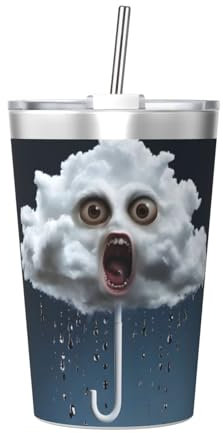 Umbrella Cloud 12 Oz Stainless Steel Water Bottle - Keeps Drinks Hot for 12 Hours, Leak-Proof and Free from Bpa