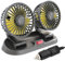 KUWUNG 12V Car Fan Double Head, 360° Rotatable Vehicle Fans with 2 Speeds, Portable Car Fans That Blow Cold Air, Auto Cooling Fan Plugs into Cigarette Lighter, for Cars Trucks SUVs