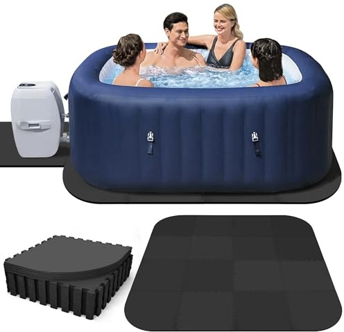 GOOFCXO 85 Inch Hot Tub Mat & Pad for Inflatable Tubs, 1/2 Extra Thick Hot Tub Pad Foundation Non-Slip EVA Foam Padding for Outdoor Hot Tubs Pool Spa Pad Game Camping Mat, Easy Clean