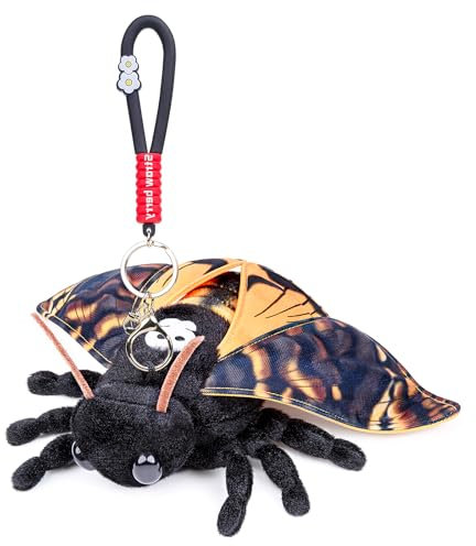 lilizzhoumax Geistermotte Schlüsselanhänger Spielzeug Leuchtend Plüschtier Tasche Anhänger Plüsch schönes Tier niedliche und weiche Kreatives personalisiertes Geschenk für Kinder Jungen 7” Schwarz