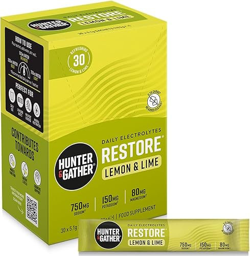 Hunter & Gather Restore Electrolytes Sachets x 30 I No Added Sugar or Artificial Sweeteners I 100% Natural Hydration I Optimal Mineral Ratio with Pink Himalayan Salt I Keto I with Natural Monk Fruit