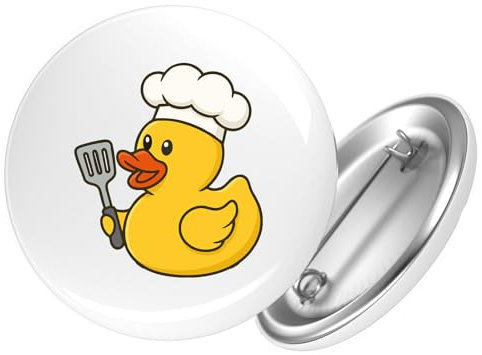 Huuraa Ansteckbutton Quietscheente Küche Comic Gummiente Geschenk Größe 59mm Quietscheente Küche Accessoire