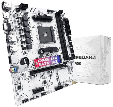 Carte mère B450, processeur AMD-D, mémoire DDR4 double canal, carte mère AM4, M.2 NVME (compatible avec les processeurs Ryzen 5500, 5600 et 5600G)