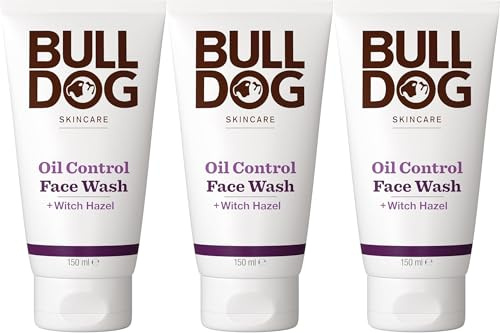 Bulldog Skincare Oil Control Lot de 3 nettoyants pour le visage pour homme, nettoyant visage pour homme nettoie et aide à éliminer l'excès d'huiles, 150 ml