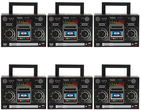 Gatuida Gastgeschenkboxen 80 Stück Jahre Boombox Stil Bunte Süßigkeiten und Popcornboxen aus Pappe Retro Partydekoration für Hip Hop Events