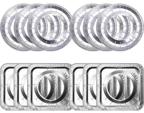 Hemobllo 20 Stück Gasherd Abdeckungen aus Aluminiumfolie Quadratisch und Rund Anti Kratz Schutz mit Einfacher Reinigung Praktisches Zubehör für Küchenherde