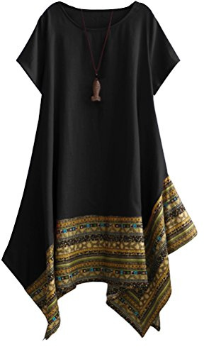 Vogstyle Femme T-Shirt Robe Asymétique Eté Imprimée Chic Décontractés Tunique Tops