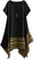 Vogstyle Women's Summer Cotton Linen Short Sleeve Tee Shirt Dress Irregular Hem Tunic Black M
