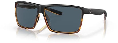 Costa Del Mar Rincon Herren Sonnenbrille Angeln und Wassersport Rechteckig, Schwarz/glänzende Schildkröte, Large