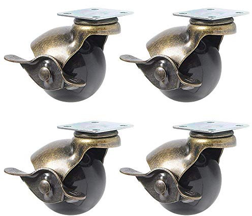 4Pcs Ball Caster Wheel 360 Grad Drehbare Antike Kugelförmige Bremse Heavy Duty für Schreibtischstuhl Tischmöbel Beine,