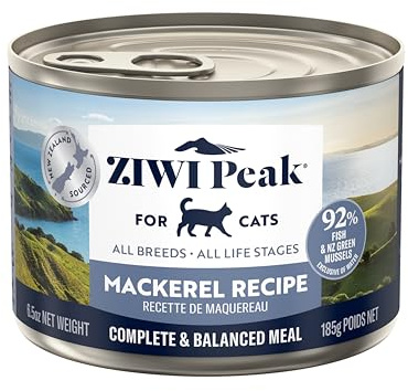 ZIWI Peak Wet Cat Food – All Natural, High Protein, Grain Free, Limited Ingredient, with Superfoods (Mackerel, Case of 12, 6.5oz Cans)