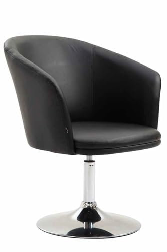 CLP Lounger Arcade Mit Hochwertigem Kunstlederbezug I Drehbarer Sessel I Lehnstuhl Mit Trompetenfuß, Farbe:schwarz