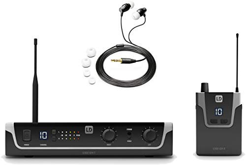 LD Systems U308 IEM HP - In-Ear Monitoring-System mit Sender, Bodypack und Kopfhörern, 863-865 MHz + 823-832 MHz, schwarz