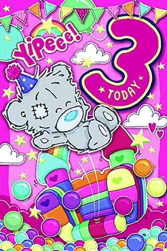 Me To You - Dinky Bear Yippee 3 Today - Girls 3rd Birthday Card