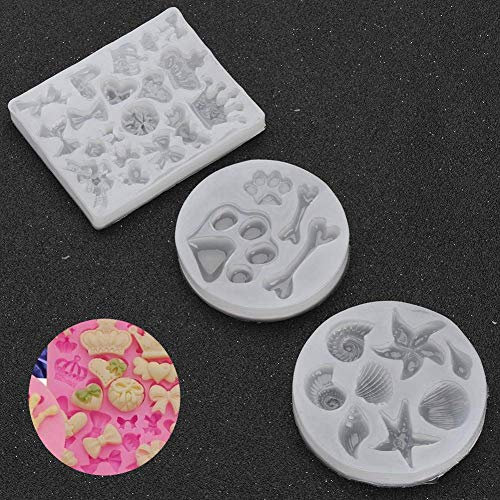3 Unids Moldes de Silicona Resina Epóxica DIY Molde Pata Corona Forma de Concha para Joyería Llavero Colgante Fabricación de Artesanía