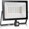 20W Projecteur LED détecteur de mouvement, Blanc Chaud(3000K) spot led exterieur avec detecteur IP65 lampe de sécurité idéal pour éclairage public, garage, couloir, jardin