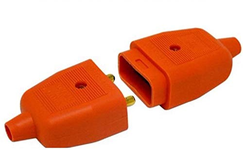 K M Electronics® 2 PIN Orange Rubber Lawnmower STRIMMER Garden Plug Socket Connector 10A AMP