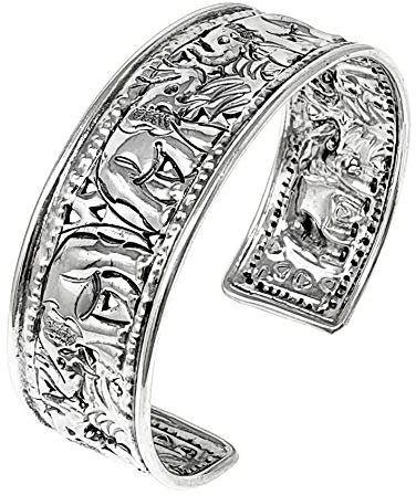 TreasureBay Armreif, 20 mm, 925 Sterlingsilber, Elefanten-Design, offen, Armreif