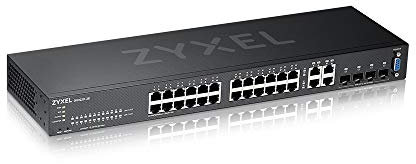 Zyxel Switch gestito di Layer 2, 24 porte Gigabit Ethernet - Design senza ventola con 4 porte Gigabit combo e modalità ibrida su cloud [GS2220-28]