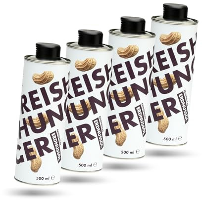 REISHUNGER Premium Erdnussöl – 4 x 500 ml | Perfekt zum Kochen & Braten – Ideal für orientalische und südost–asiatische Gerichte – Vegan & Glutenfrei