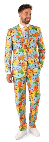 OppoSuits Anzug für Herren - Pokémon™ Nintendo Switch Spielkostüm - schmale Passform - Mehrfarbig - Inklusive Blazer, Hose und Krawatte