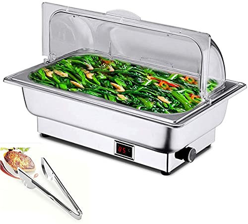 JINCAN. Piatti di chafing in acciaio inox, server a buffet da 9 litri e scaldanti, catering scaldamani alimentari con 90 ° mezza tamponatura per feste, buffet, banchetti - temperatura regolabile (35-8