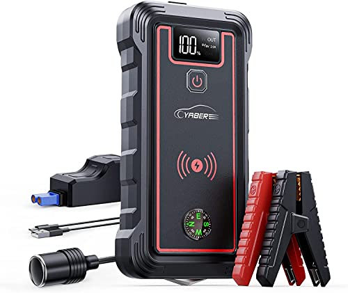 YABER Avviatore Batteria Auto,1500A 15000mAh Avviatore Emergenza per Auto（Motori Fino a 7,5L Benzina/ 6,0L Diesel),Impermeabile IP68 Booster Avviamento Auto Portatile Con Torcia a LED e Porte USB…