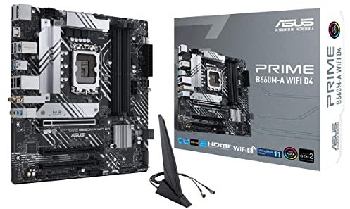 ASUS Prime B660M-A WiFi D4 LGA 1700 (Intel 12a generazione) mATX Scheda madre (PCIe 4.0, Intel Wi-Fi 6, slot DDR4, 2xM.2, 1 GB LAN, DP, 2 x HDMI, USB posteriore 3.2 Gen 2, USB anteriore 3.2 Gen 1