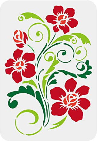 FINGERINSPIRE Orchideen-Schablone 29,7 x 21 cm, Kunststoff-Blumen, Malschablonen, Orchideenblüten, Blattmuster, wiederverwendbare Schablonen zum Malen auf Holz, Boden, Wand und Fliesen