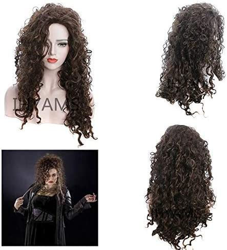 Xinduolei Filmfilmcharakter Bellatrix Lestrange Lange braune Wellen -Synthetik -Perücken Hitzebeständige Cosplay -Kostüm -Perücke + Perückenkappe