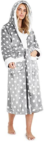 CityComfort Vestaglia Donna Invernale in Pile (Grigio/Bianco, M)