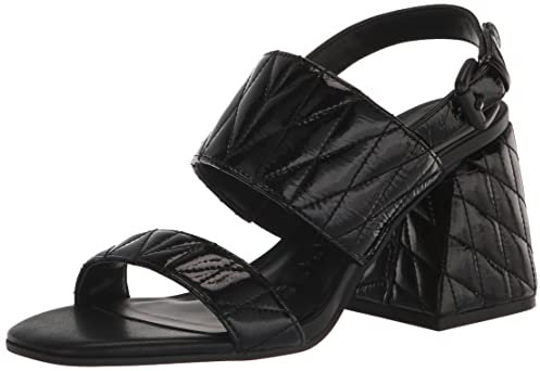 Karl Lagerfeld Paris Damen Sarina Quilted Open Toe Leather Heeled Sandale mit Absatz, Schwarz (gesteppt), 38 EU