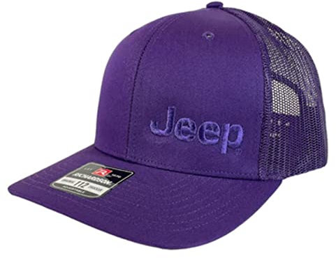 Jeep Text Tonal Trucker 100% Polyester Mesh Rückseite strukturiert, mittleres Profil, 6-Panel Cap (lila), Violett, Einheitsgröße