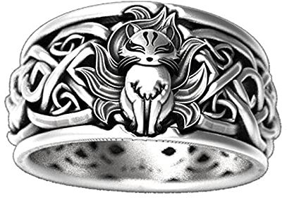 Bysonglezai Ringe Damen Ring Frauen Herren Geschenk Fox Herren Ring Celtic Vintage Fuchs Ring Mode Party Treue Ringe Schmuck 8 Weiß