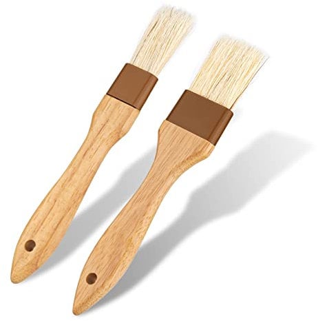 Pastry Basting Brushes, 2PCS Oil Brushes Boar Bristle Brushes BBQ Brushes for Sauce BBQ Basting Brush Kitchen Brush for Oil Egg Spread Marinade Sauce (2 Specifications)