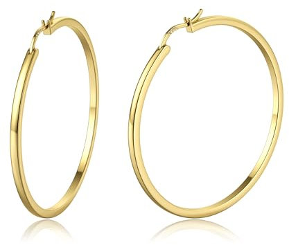 ADRAMATA Silber Creolen für Damen und Herren 14K Vergoldete Huggie Ohrringe Hypoallergene Creolen