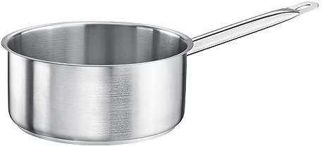 TOMGAST Stieltopf Durchmesser: 20 cm Höhe: 9 cm Fassungsvermögen: 2,6 l | Edelstahl 18/10 | Wandstärke 1 mm bis 1,2 mm | 3-lagiger Alustahlboden | Induktion