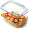NUTRIUPS Cacerola rectangular de cristal con tapa, 1,35 L, con tapa de cristal, apta para horno y microondas