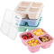NIXRET 4 Stück Wiederverwendbare Snack-Behälter, Snackboxen mit 4 Fächer, Bento Snack Box mit Deckel, Geteilte Bento-Lunchboxen für Kinder Erwachsene Outdoor, Einfrieren/Mikrowellen/Spülmaschine