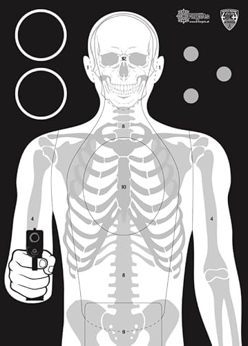 X-Targets Zielscheibe *Defensive Target* | 50 x 70 cm | Papier 120g/m² | Ideal für das Verteidigungsschießen | Verschiedene Trefferzonen für perfektes Training
