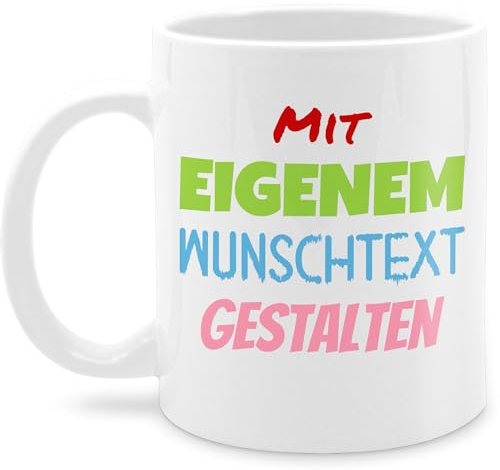 Tasse Tassen 325ml - Aufdruck selbst gestalten - Wunschtext I Mit eigenem Text personalisiert I Custom Text - 325 ml - Weiß - arbeitstassen paartassen personalisierte beschriften glühweintassen