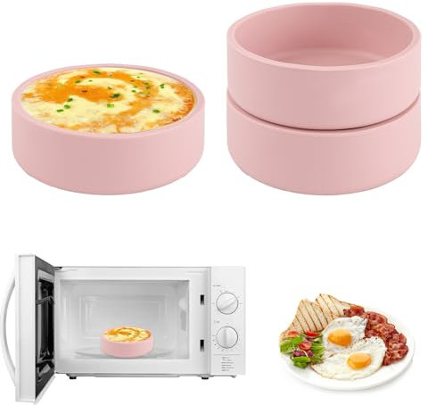 3 Uds Silicona Cocedores de Huevos para Microondas, Cocedor de Huevos Air Fryer Cocedor de Huevos Sous Vide Tazas para Escalfar Huevos para Hornos Microondas (Rosa)