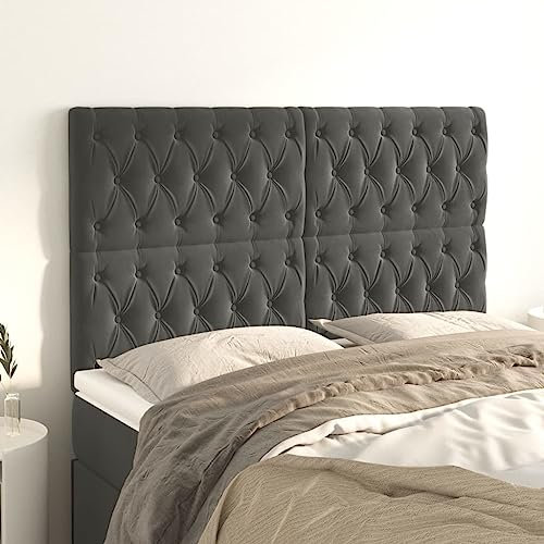 FUDUGEHMIOFWFJJ bettkissen rückenlehne,bettkopfteil,Bett abstandshalter Wand,Kopfteile 4 STK. Dunkelgrau 72x7x78/88 cm Samtbett kopfteil husse,Bett kopfteil bezug,kopfteil Bett 160,