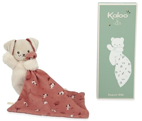 Kaloo - Carré Douceur - Doudou Perro Teja - Peluche Bebé - Cuadrado 18 x 18 cm Ocre - Materiales Ecorresponsables - Caja Regalo FSC - Desde el Nacimiento, K226002