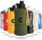 Khroom Gourde Fitness/Sport 1,3L & 2,2L - Bouteille en acier inoxydable – Pour boissons gazeuses, étanche, lavable au lave-vaisselle, simple paroi, sans BPA | Métallique - 1 Litre Verte